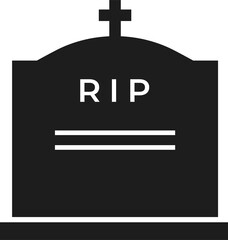 Gravestone silhouette, tombstone with RIP sign