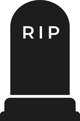 Gravestone silhouette, tombstone with RIP sign