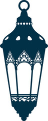 Eid mubarak lamp, islamic lantern silhouette icon
