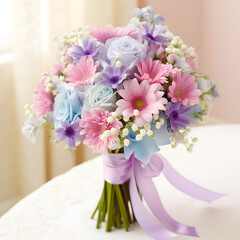 Bouquet of flowers on table