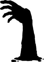 Crooked monster zombie hand rising out of grave