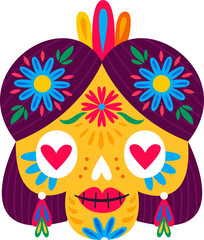 Day of the Dead symbol mexican skull with flowers