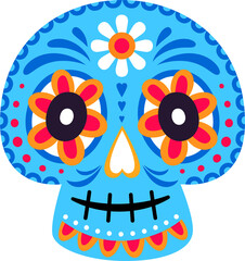 Day of the Dead symbol mexican skull with flowers