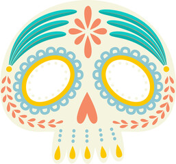 Sugar skull cartoon mexican calavera isolated head