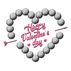 Obraz premium Happy Valentines Day. Heart made of volleyballs