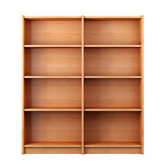 Empty wooden bookshelf for home decoration on transparent background PNG