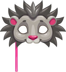 Fototapeta premium Hedgehog urchin face cartoon animal carnival mask