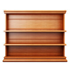 Empty wooden bookshelf for home decoration on transparent background PNG