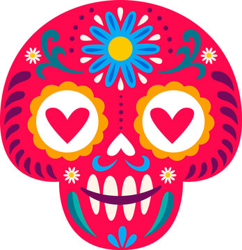 Calavera Dia de Los Muertos symbol, sugar skull