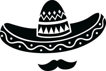 Mariachi musician sombrero hat and moustache icon