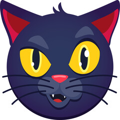 Cartoon Halloween emoji, cute black cat animal