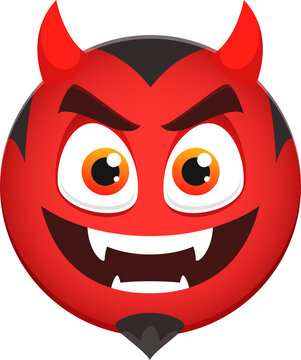 Red demon Halloween emoji, spooky devil character