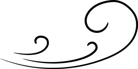 Air or wind in motion, line with swirl doodle