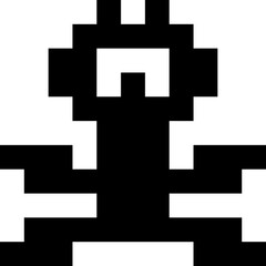 Pixelated monster character for retro game