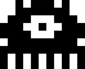 Arcade game pixelated monster, 8 bit retro