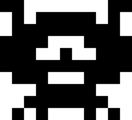 Doodle 8 bit pixel art monster, space invader
