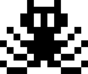 Abstract funny monster icon in pixel art style