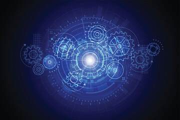 Abstract gear wheel mechanism background. Machine technology. Vector illustration