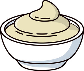 Bechamel or white sauce in bowl, dip icon