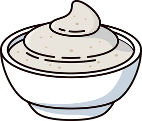 Fast food serving, garlic sauce in bowl