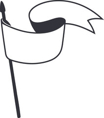 Waving banner outline, flag on flagpole