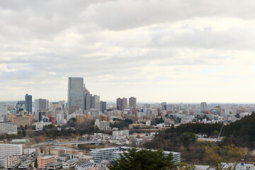 Fototapeta na wymiar 仙台城址からの仙台市街の風景