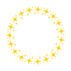 Vector golden circle frame from star shape isolated on white