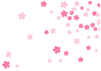 桜吹雪が美しい桜の花の散る春の和風フレーム背景2