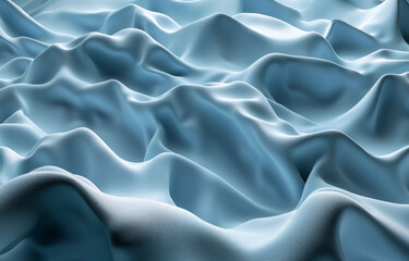 Obraz premium Textile, silk fabric and blue material with abstract waves for background, clean laundry and wallpaper. Flowing, curve and smooth texture for cleaning detergent design, laundromat service or backdrop