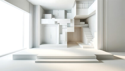 Obraz premium Minimal abstract white room architecture background