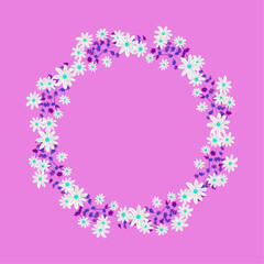 Vector hand drawn floral wreath on white background