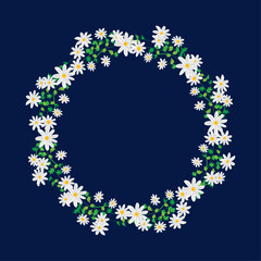 Vector hand drawn floral wreath on white background