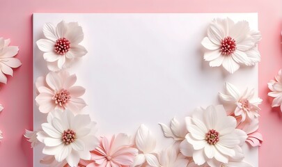 Greeting card with white flowers frame