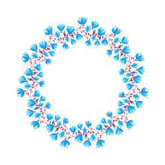 Vector hand drawn floral wreath on white background