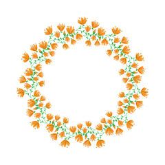 Vector hand drawn floral wreath on white background