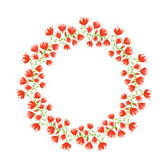 Vector hand drawn floral wreath on white background