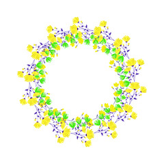 Vector hand drawn floral wreath on white background