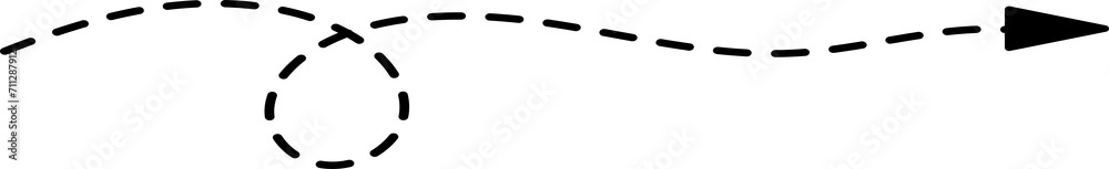 Poster Dashed curvy line with pointer, arrow