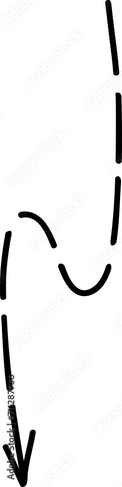Poster Dashed vertical line arrow showing down