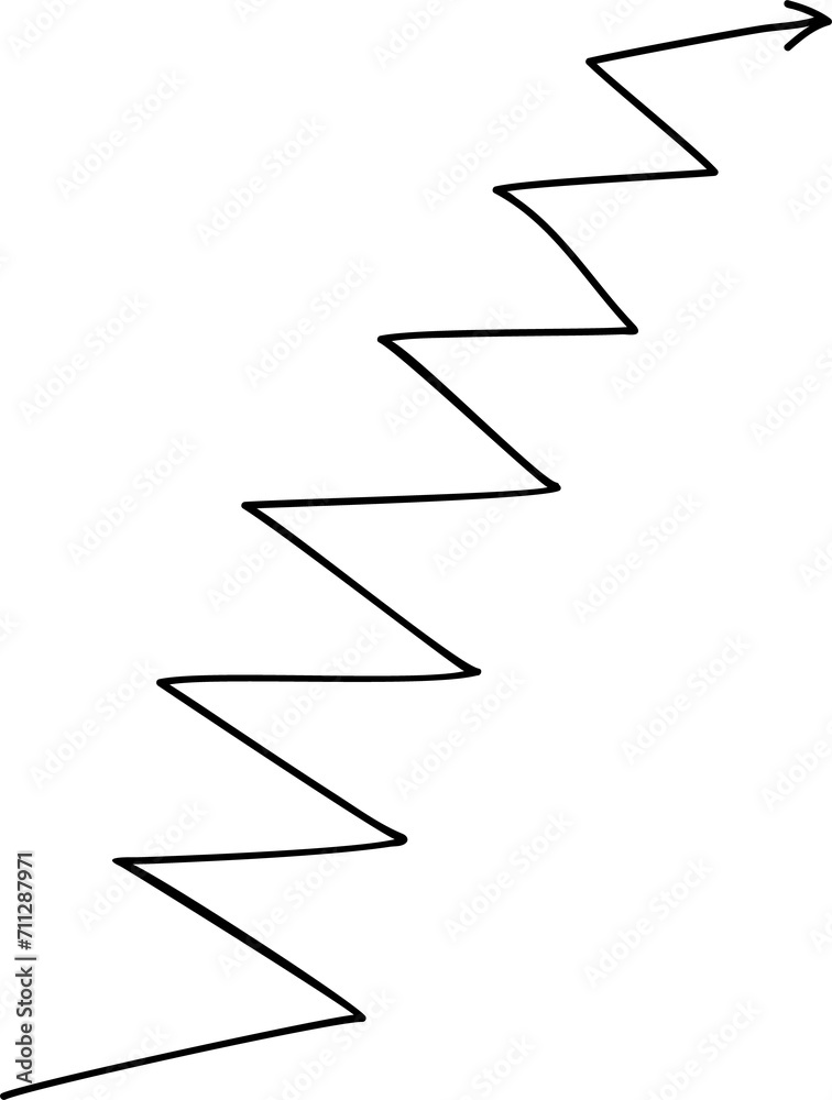 Poster Zig zag long vertical arrow showing up