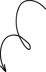 Vertical curvy long arrow doodle with pointer