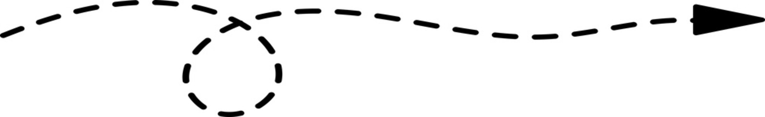 Dashed curvy line with pointer, arrow