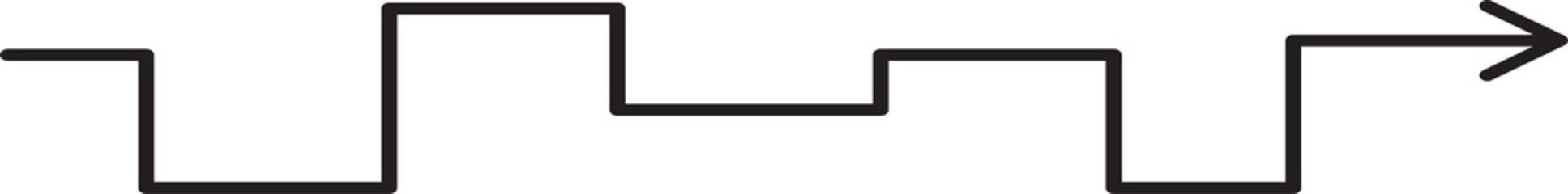 Obraz premium Horizontal long arrow with steps and squares