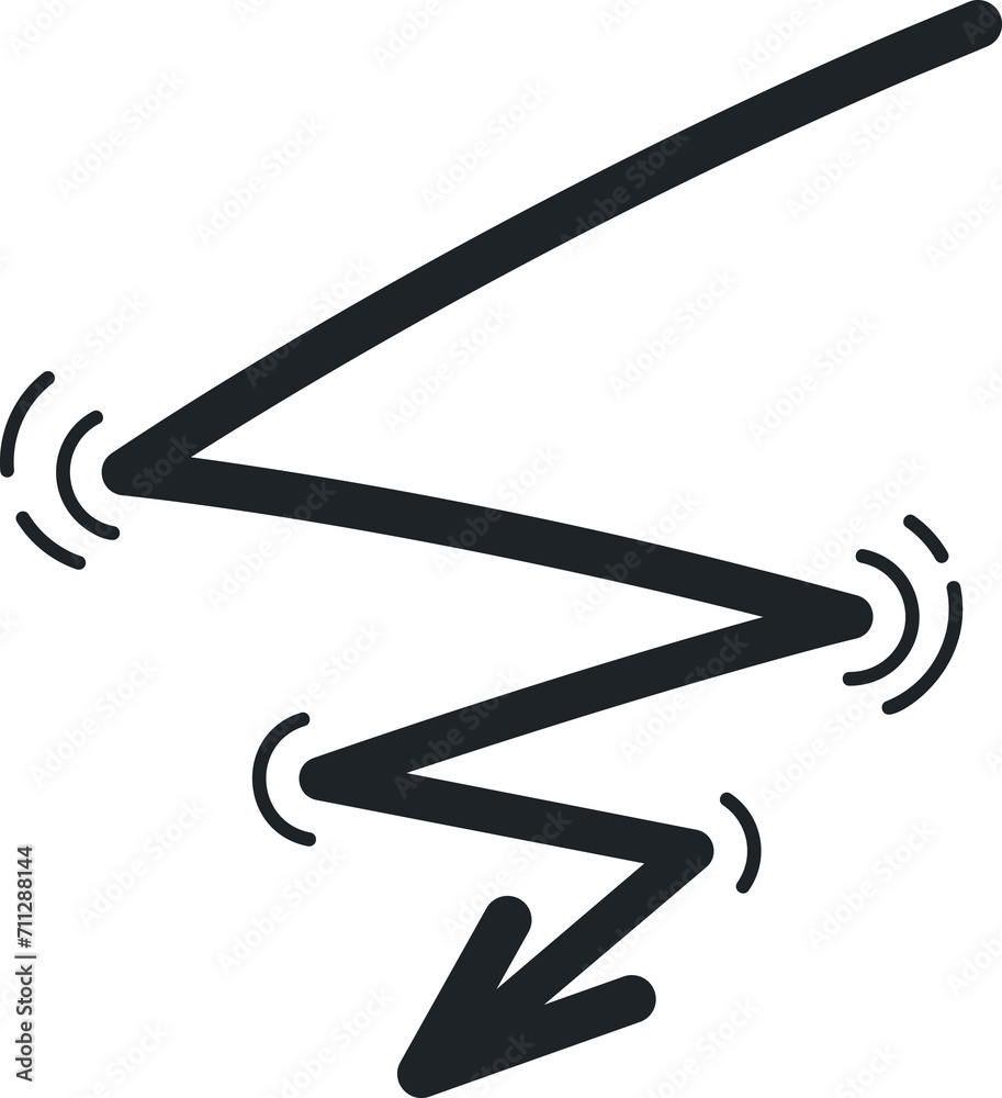 Aufkleber Zig zag arrow pointing down, movement line