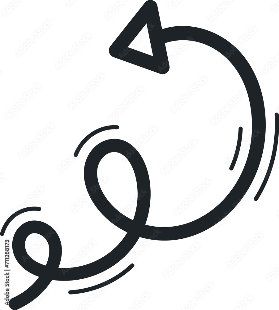 Poster Scribble arrow pointing right, movement line