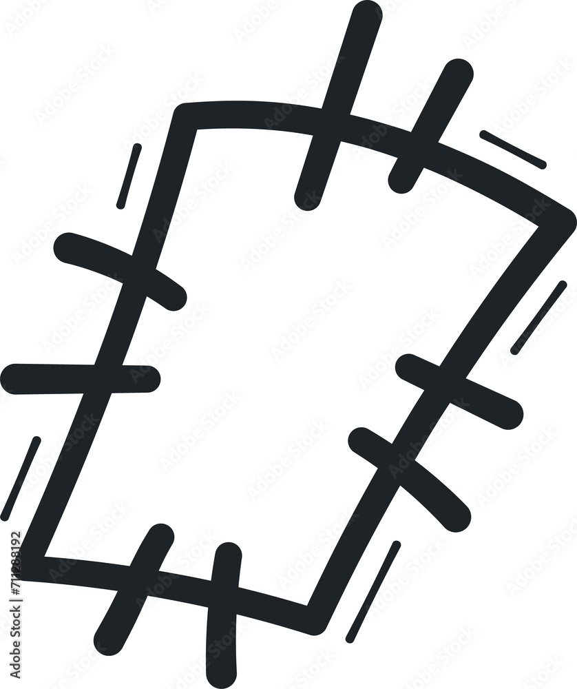Poster Hand drawn patch or square with lines
