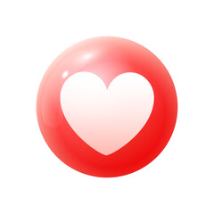 Vector red button love with heart icon symbol and social media communication sign icon