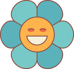 Retro groovy daisy flower swaying to the rhythm