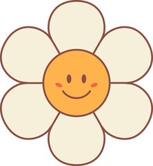 Retro groovy daisy flower, happy chamomile bloom