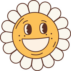 Obraz premium Hippie smiling chamomile flower with face
